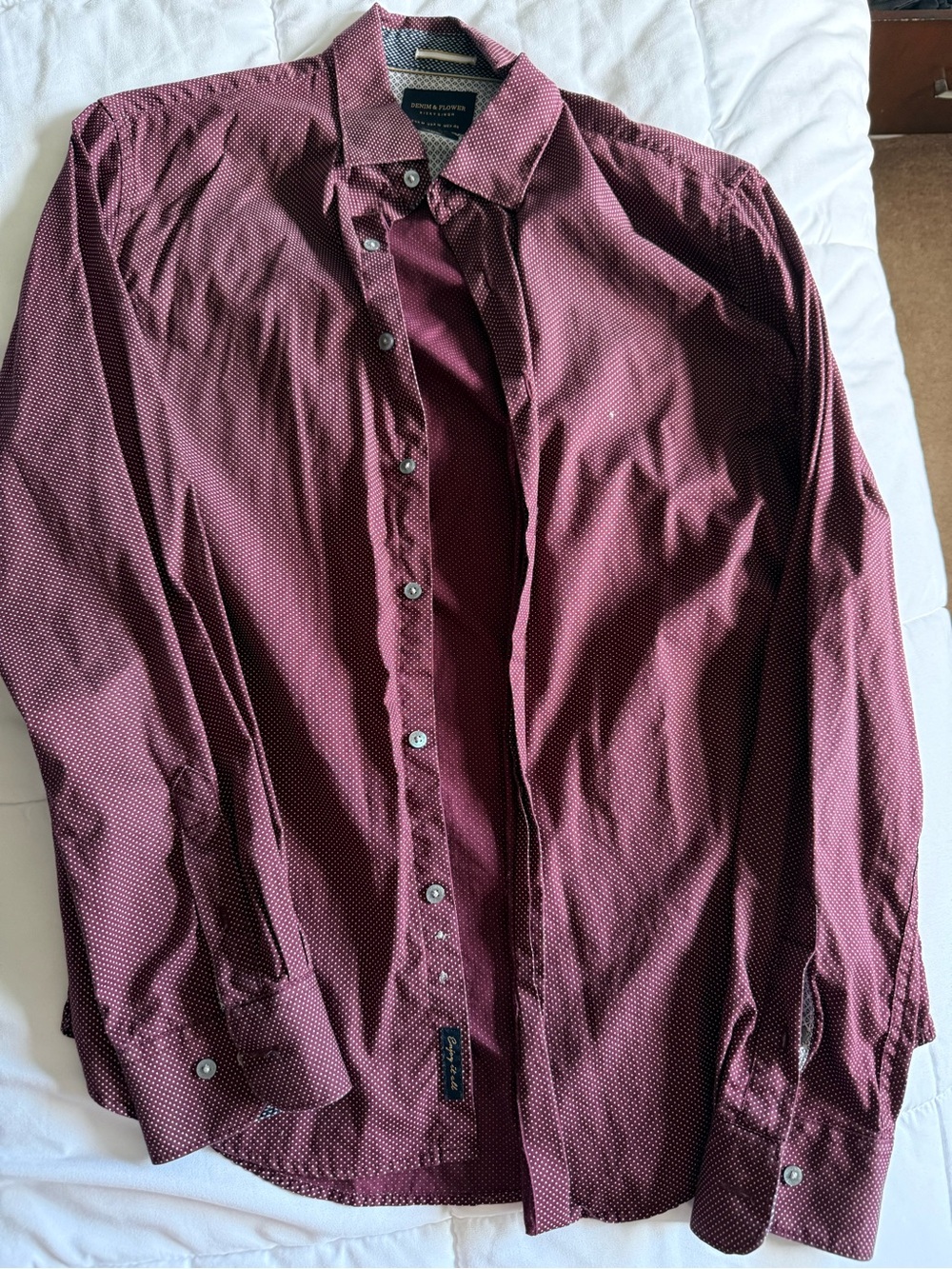 Denim & Flower Maroon Dot Lightweight Shirt Jacket
